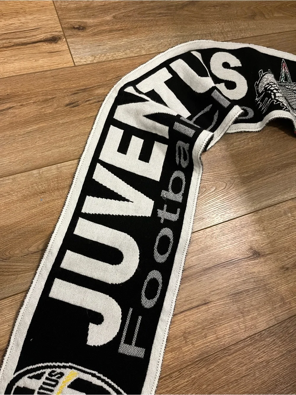 Juventus Black & White Football Scarf with Crest